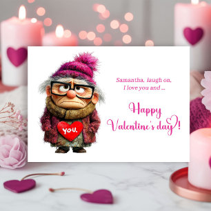 Lustige mürrische Dame bringt Sass Valentinstag Feiertagskarte