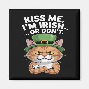 Lustige mürrische Katze St. Patrick's Day "Küss mi Magnet