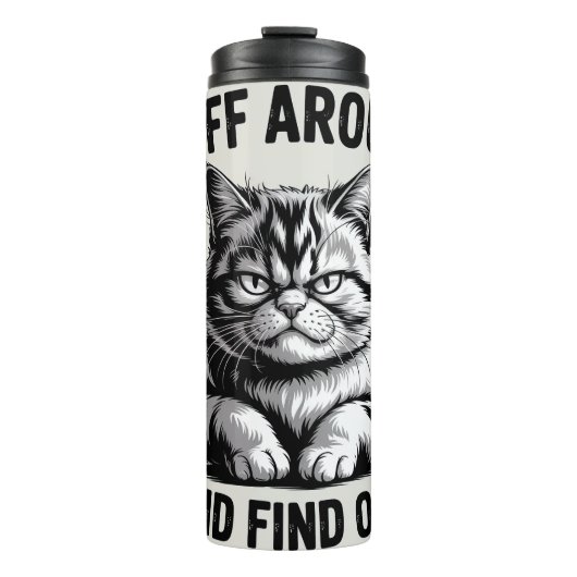 Lustige mürrische Katze Thermosbecher (Vorderseite)