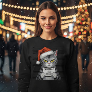 Lustige mürrische Katze Weihnachtsbaum-Killer Sweatshirt