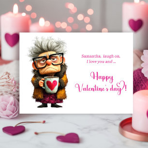 Lustige mürrische Oma Valentinstagskarte Color Pop Feiertagskarte