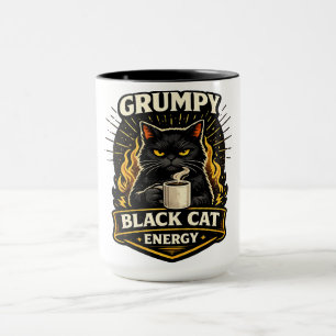 Lustige mürrische schwarze Katzenenergie Tasse