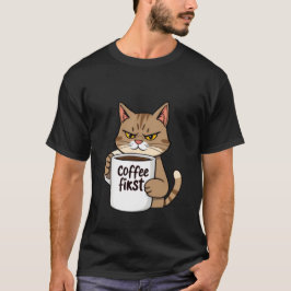 Lustige mürrische Tabby-Katze Kaffee am Morgen ✨🐾 T-Shirt