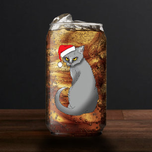 Lustige mürrische Weihnachten Graue Katze Feiertag Dosenglas