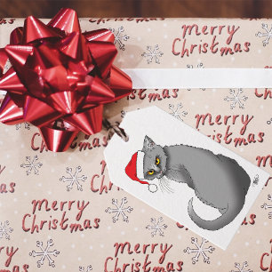 Lustige mürrische Weihnachten Graue Katze Feiertag Geschenkanhänger