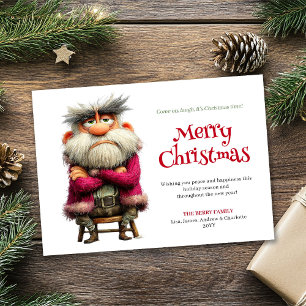 Lustige, mürrische Weihnachtsmann-Grußkarte zum Be Feiertagskarte