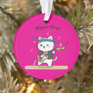 Lustige Musikkatze spielt Gitarre Ornament