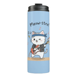 Lustige Musikkatze spielt Gitarre Thermotumbler Thermosbecher