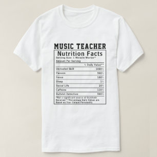 Lustige Musiklehrer Ernährungsfakten Schule Musik T-Shirt