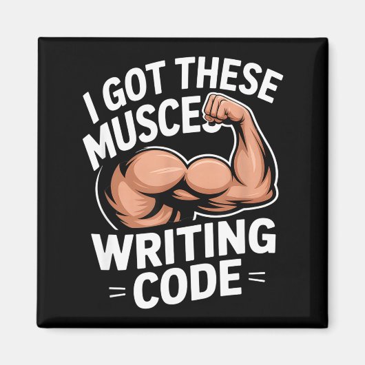 Lustige Muskeln schreiben Code und sagen Programmi Magnet (Vorne)
