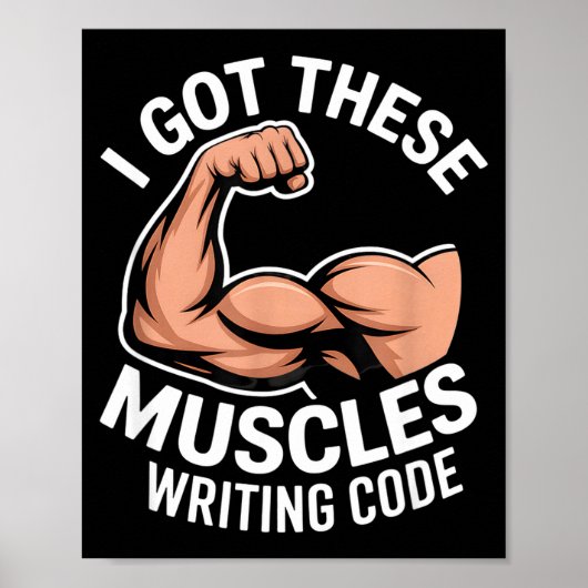 Lustige Muskeln schreiben Code und sagen Programmi Poster (Vorne)