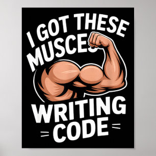 Lustige Muskeln schreiben Code und sagen Programmi Poster