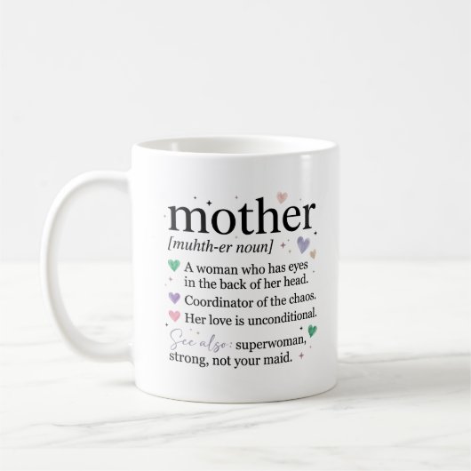 Lustige Mutter-Definition Kaffeetasse (Links)