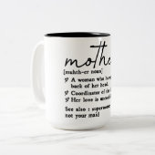 Lustige Mutter Definition Zweifarbige Tasse (Vorderseite Links)