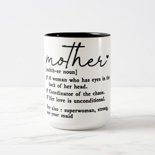 Lustige Mutter Definition Zweifarbige Tasse (Mittel)