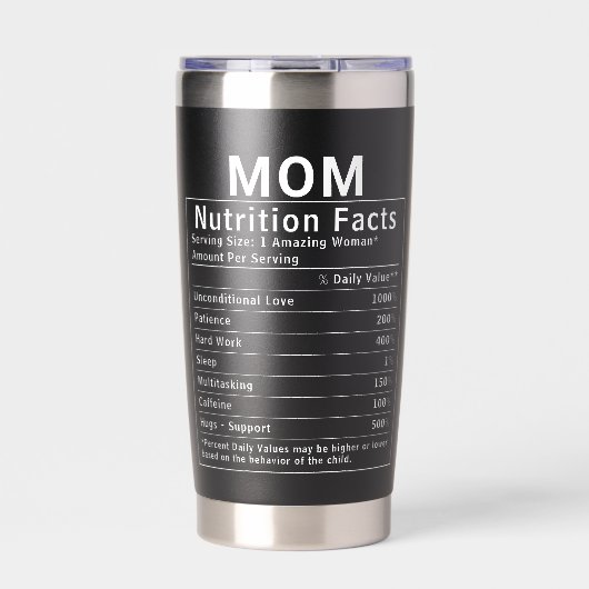 Lustige Mutter-Ernährungsfakten Muttertag-Geschenk Thermobecher (Vorderseite)