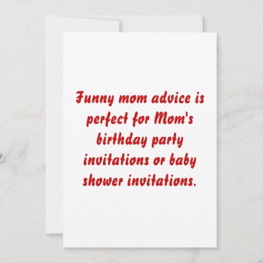 Lustige Mutter zitiert auf T - Shirts u. Einladung (Rückseite)