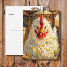 Lustige Nahaufnahme von Impasto-Huhn | Sagt Hallo Postkarte