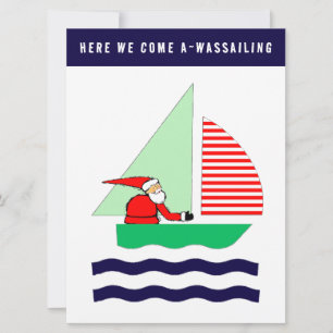 Lustige nautische Segelboot-Weihnachten Feiertagskarte