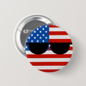 Lustige neigende Geeky USA Countryball Button (Vorne & Hinten)