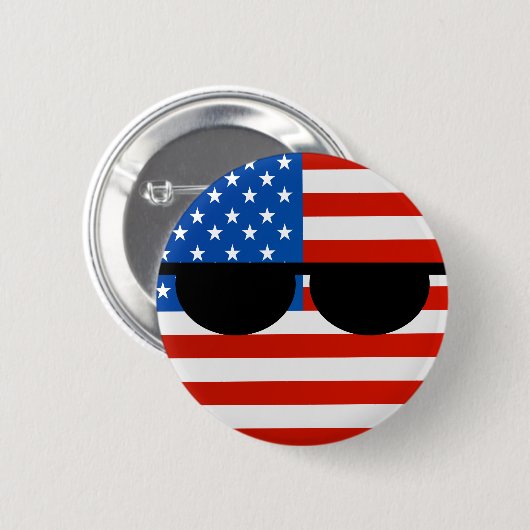 Lustige neigende Geeky USA Countryball Button (Vorne & Hinten)