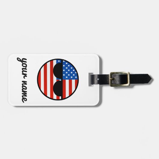 Lustige neigende Geeky USA Countryball Gepäckanhänger (Vorderseite horizontal)