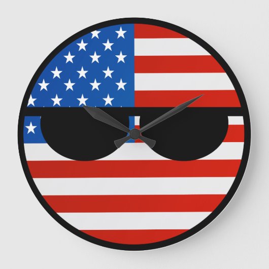 Lustige neigende Geeky USA Countryball Große Wanduhr (Vorderseite)