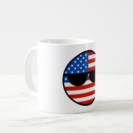 Lustige neigende Geeky USA Countryball Kaffeetasse (Vorderseite Links)