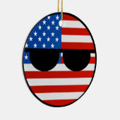 Lustige neigende Geeky USA Countryball Keramikornament (Rechts)