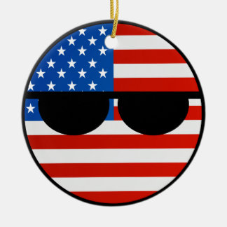 Lustige neigende Geeky USA Countryball Keramikornament