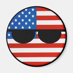 Lustige neigende Geeky USA Countryball Magnet