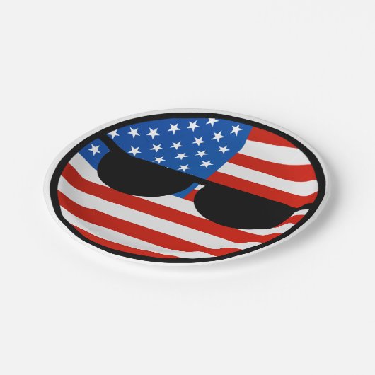 Lustige neigende Geeky USA Countryball Pappteller (Schrägansicht)