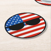 Lustige neigende Geeky USA Countryball Runder Pappuntersetzer (Angewinkelt)