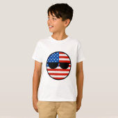 Lustige neigende Geeky USA Countryball T-Shirt (Vorne ganz)