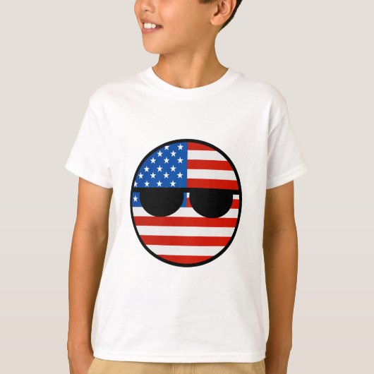Lustige neigende Geeky USA Countryball T-Shirt (Vorderseite)