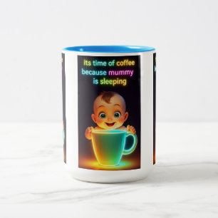 Lustige Neon-Kunst-Kaffeetasse 15 oz Zweifarbige Tasse