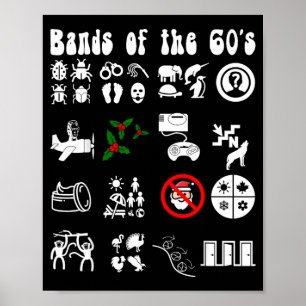 Lustige nerdige ikonische Pop-Rock-Bands der 60er Poster