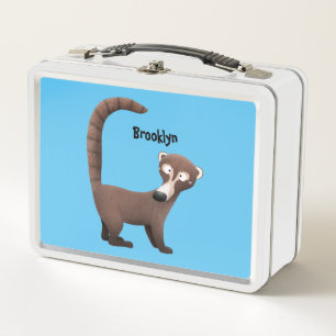 Lustige neugierige Coatimundi-Cartoon-Illustration Metall Brotdose