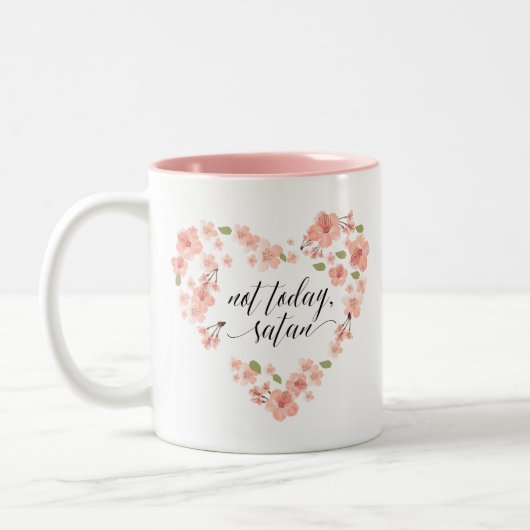 Lustige nicht heute Satan Blumen-Tasse Zweifarbige Tasse (Links)