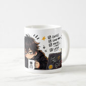Lustige Nicht-Morgen-Person Kaffee Chibi Katze Kaffeetasse (VorderseiteRechts)
