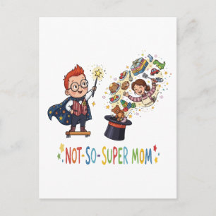 Lustige Nicht-so-super-Mama-Zauber-Cartoon Postkarte