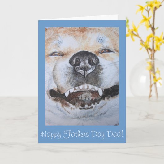 lustige niedliche akita lächelnd realistische Hund Karte (Gelbe Blume)