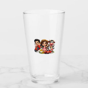Lustige niedliche Cartoon-Karikatur Freunde und Ku Glas