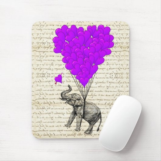 Lustige niedliche Elefant- und Herzballone Mousepad (Mit Mouse)
