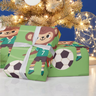 Lustige niedliche Fußball-Tiere Geschenkpapier