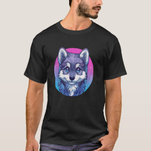Lustige niedliche Husky-Welpen-Kunst in hellen Far T-Shirt