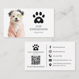Lustige niedliche Illustration Hund Groomer QR Cod Visitenkarte
