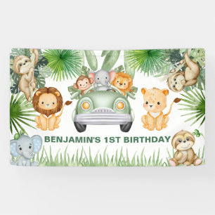 lustige Niedliche Jungle Safari Tiere Geburtstag Banner