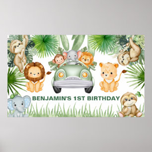 lustige Niedliche Jungle Safari Tiere Geburtstag Poster