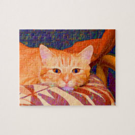 Lustige niedliche orange Tabby-Katze Puzzle